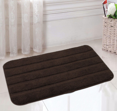 11% OFF on Saral Home Polyester Bath Mat Bathmat(Brown, Large)