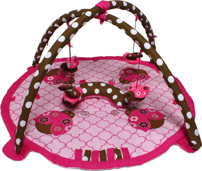 Bacati Cotton Baby Play Mat(Pink, Brown