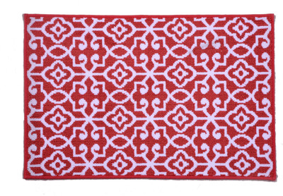 Riva Carpets Polyester Bath Mat Self Design(Red