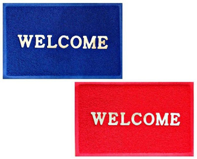 

Kalash PVC Door Mat(Red, Blue, Medium), Blue;red