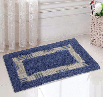 

Saral Home Cotton Bathroom Mat(Blue, Small)