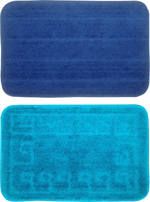 

BIANCA Microfiber Bathroom Mat(Dark Blue, Blue, Medium), Blue;dark blue