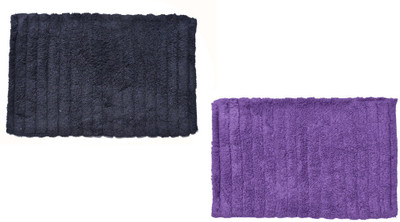 

Avira Home Cotton Bath Mat Outstanding Value Ribbed Mat- Set Of 2(Purple, Black, Black;purple