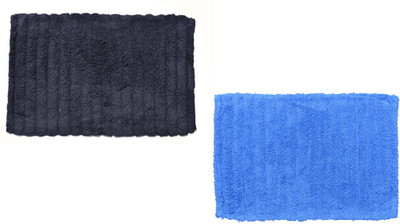 

Avira Home Cotton Bath Mat Outstanding Value Ribbed Mat- Set Of 2(Royal Blue, Black, Black;royal blue