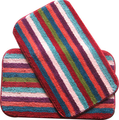 

Krishna Carpets Microfiber Bath Mat Stripe(Multicolor
