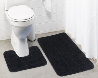 

Lushomes Microfiber Bath Mat Anti Rubber Coated(Black