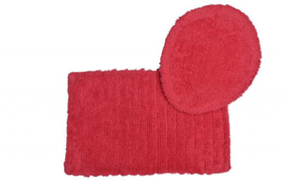 

Avira Home Cotton Bath Mat Oustanding Value Ribbed Bathmat & Toilet Lid Cover(Pink