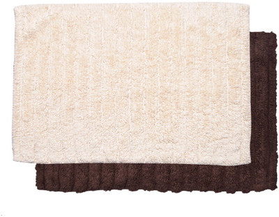 

Avira Home Cotton Bath Mat Outstanding Value Ribbed Mat- Set Of 2(Cream, Brown, Brown;cream