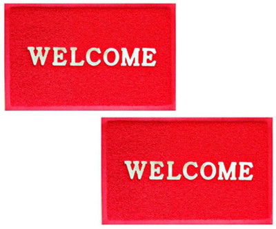 

Zesture Plastic Door Mat(Red, Medium)