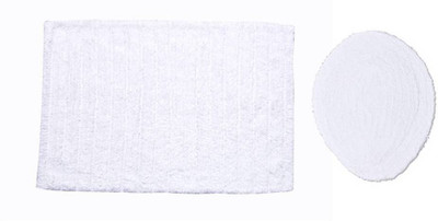 

Avira Home Cotton Bath Mat Oustanding Value Ribbed Bathmat & Toilet Lid Cover(White
