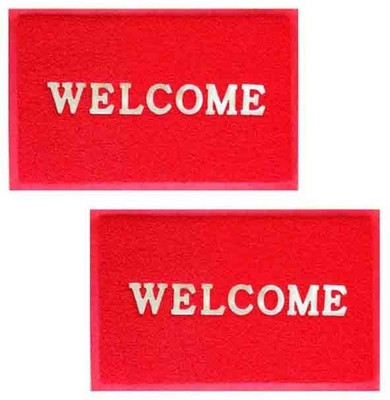 

Kalash PVC Door Mat(Red, Medium)