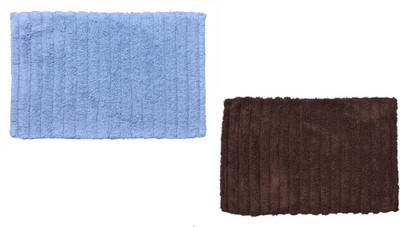 

Avira Home Cotton Bath Mat Outstanding Value Ribbed Mat- Set Of 2(Brown, Sky Blue