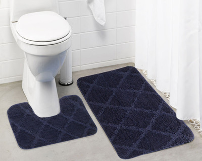 

Lushomes Microfiber Bath Mat Anti Rubber Coated(Blue