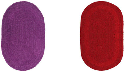 

Avira Home Cotton Bath Mat Oval Reversible Cotton Mat (Set Of 2)(Purple, Red
