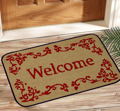 

Saral Home Jute Door Mat(Red