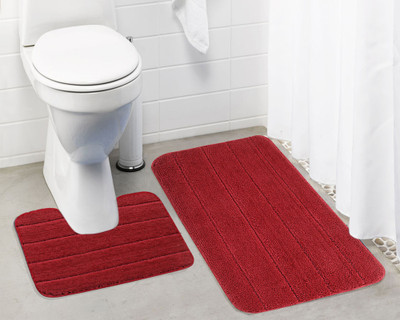 

Lushomes Microfiber Bath Mat Anti Rubber Coated(Red