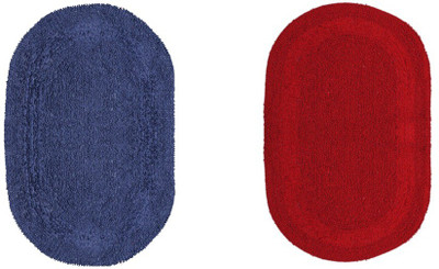 

Avira Home Cotton Bath Mat Oval Reversible Cotton Mat (Set Of 2)(Red, Navy Blue, Navy blue;red