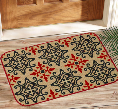 

Saral Home Jute Door Mat(Red