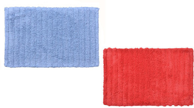 

Avira Home Cotton Bath Mat Outstanding Value Ribbed Mat- Set Of 2(Red, Sky Blue