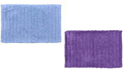 

Avira Home Cotton Bath Mat Outstanding Value Ribbed Mat- Set Of 2(Purple, Sky Blue