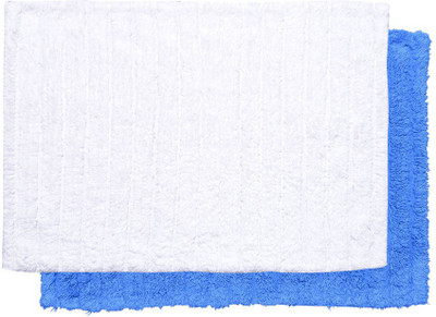 

Avira Home Cotton Bath Mat Outstanding Value Ribbed Mat- Set Of 2(Blue, White