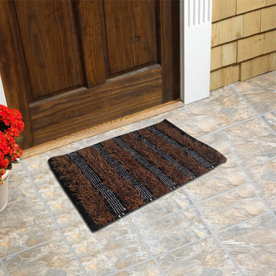 77% OFF on Firangi Cotton, Nylon, Polyester Floor Mat Firangi Decorative Fur Reversible Door(Brown, Free)