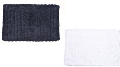 

Avira Home Cotton Bath Mat Outstanding Value Ribbed Mat- Set Of 2(White, Black, Black;white