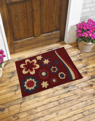 

Carpet House Vishali Nylon Door Mat(Maroon, Beige, Medium), Beige;maroon
