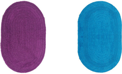 

Avira Home Cotton Bath Mat Oval Reversible Cotton Mat (Set Of 2)(Turquoise, Purple, Purple;turquoise