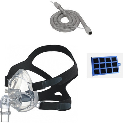 

HOFFRICHTER THERAPY TUBE WITH SENSOR, BIPAP FULL FACE MASK LARGE AND TREND FILTER Medical Equipment Combo