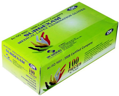 

Om Surgicals SURGEXAM Latex Examination Gloves(Pack of 100)