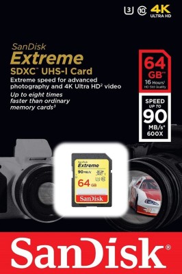 SanDisk 4K 64 GB Extreme HD Video Class 10 90 MB/s  Memory Card