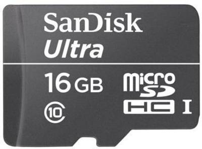 SanDisk Ultra 16 GB MicroSDHC Class 10 30 MB/s  Memory Card