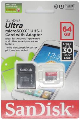 SanDisk Ultra 64 GB MicroSDXC Class 10 48 MB/s  Memory Card