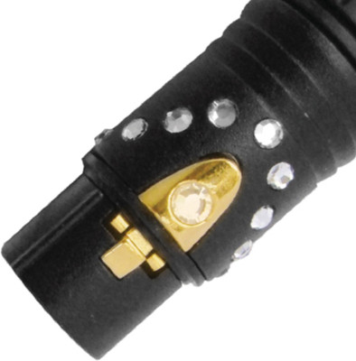 MX XLR 3 PIN MIC FEMALE WITH SWARVOSKI CRYSTALS CONTACTS KNOB GOLD PLATED BLACK SHELL Connector Black, Crystals MX Microphones Accessories