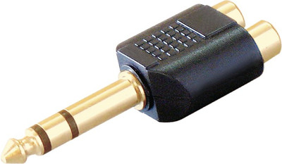 MX TRS Stereo Jack 6.3mm to Composite Audio 2 RCA Adaptor Gold, Black