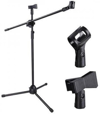Powerpak Adjustable Stage Tripod Boom with 2 Clips Adjustable stage microphone tripod boom stand Black Powerpak Microphones Accessories