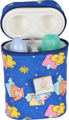 

Ole Baby Teddy Print Double Portable Infant Feeding Milk Food Bottle Thermal Warmer Bag Storage Holder (Upto 250ml)(Blue