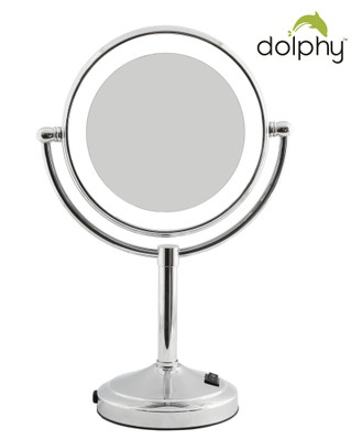 

Dolphy Silver 5x Magnification LED Tabletop Shaving & Makeup Vanity - 8 Inch Magnifying Mirror(Round)