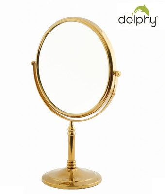 Dolphy Gold 5X Tabletop Shaving & Makeup Vanity - 8 Inch Magnifying Mirror(Round)