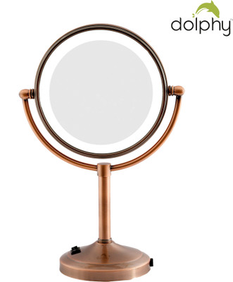 

Dolphy Copper 5x LED Tabletop Shaving & Makeup Vanity - 8 Inch Magnifying Mirror(Round)