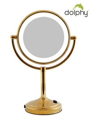

Dolphy Gold 5x Magnification LED Tabletop Shaving & Makeup Vanity - 8 Inch Magnifying Mirror(Round)