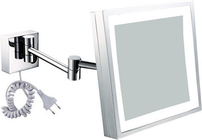 

AAI Luxury LED Light Extending Magnifying Make up & shaving Mirror 8X8 Inch Square (with 5X Magnification) Decorative Mirror(Square Finish : chrome finish)