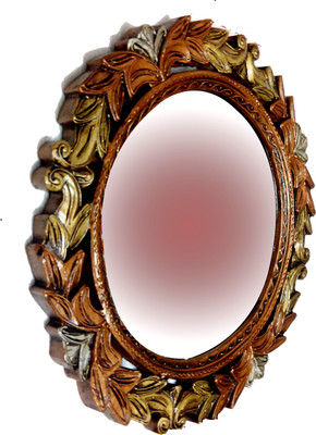 

Akanksha Arts Carved Wood 1 Decorative Mirror(Round)