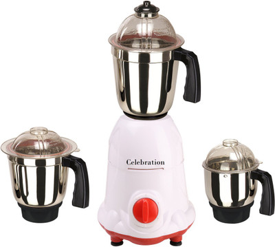 

Celebration Celeb 750 ArwaWhiteRed 750 W Mixer Grinder(White, 3 Jars)