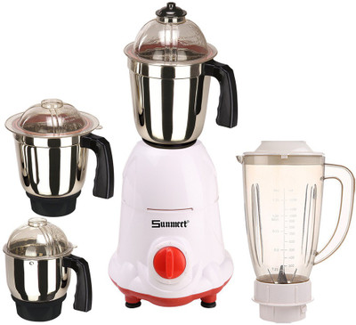

Sunmeet ABS Body MG16-WFJ102 1000 W Juicer Mixer Grinder(Multicolor, 4 Jars)