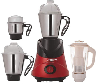 

Sunmeet Combo Pack of 4 Jars with 1 Red Blender With Attachment free SM-266 1000 W Mixer Grinder(Multicolor, 4 Jars)