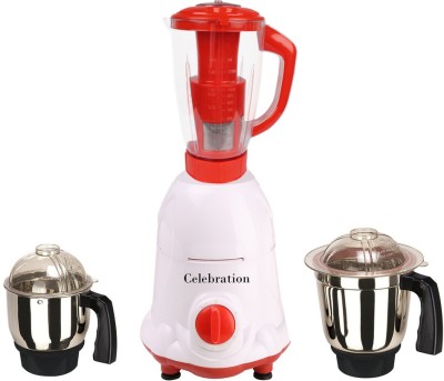 

Celebration Latest Jar attachments of chutney medium & juicer jarType-452 750 W Juicer Mixer Grinder(Multicolor, 3 Jars)