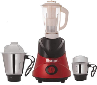 

Sunmeet Latest Jar attachments of chutney medium & juicer jarType-744 600 W Juicer Mixer Grinder(Multicolor, 3 Jars)