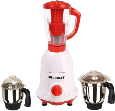 

Sunmeet Latest Jar attachments of chutney medium & juicer jarType-634 600 W Juicer Mixer Grinder(Multicolor, 3 Jars)